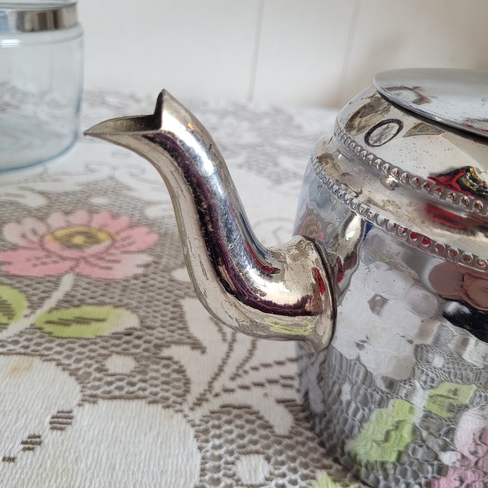 Elegant Silver Teapot with Black Handle - Picture 4 of 9